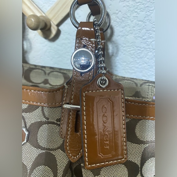 Coach Signature East West Canvas Leather Tote Handbag - Picture 5 of 14